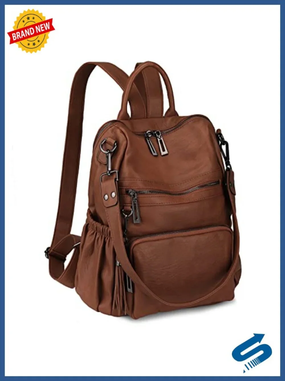 Women's Vegan Leather Travel Backpack Purse Convertible Tassel Shoulder Bag